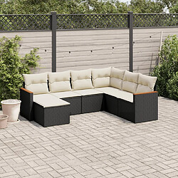 Maison Chic Ensemble Tables et chaises d'extérieur 7pcs avec coussins,Salon de jardin noir résine tressée -GKD971129