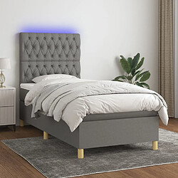 vidaXL Sommier à lattes de lit et matelas et LED Gris foncé 100x200 cm