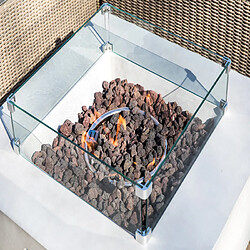 Acheter Braséro à gaz cheminée d'extérieur foyer 88 cm avec raccord écran housse de protection roches de lave Peaktop HF35708AA-EU