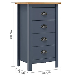 Avis vidaXL Buffet Hill Gris 46x35x80 cm Bois de pin solide