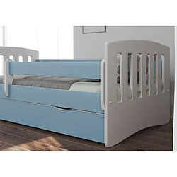 Lit classique, bleu, sans tiroir, matelas 140/80