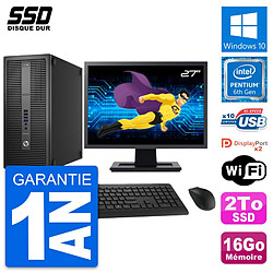 PC Tour HP EliteDesk 800 G2 Ecran 27" G4400 RAM 16Go SSD 2To Windows 10 Wifi · Occasion 