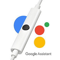 Google Écouteurs USB C avec Contrôle Volume Micro Assisant vocal Original Blanc pas cher