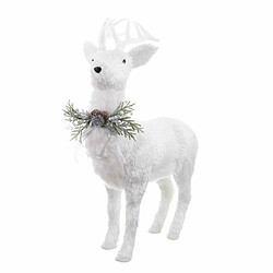 BigBuy Christmas Décorations de Noël Blanc Polyfoam Cerf 73 x 33 x 108 cm