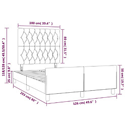 vidaXL Cadre de lit avec tête de lit Rose 120x200 cm Velours pas cher