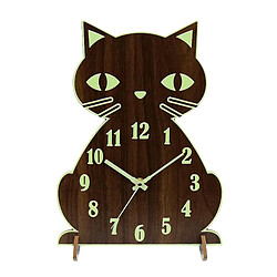 Horloge Murale Lumineuse En Bois de Chat Silencieux de Couleur Noyer, à Piles, Chiffres et Mains Brillent dans La Nuit, école de Salle de Classe de Chat lumineux horloge murale mains décoratif