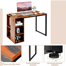 Avis Helloshop26 Bureau d'ordinateur avec bibliothèque bureau informatique avec 5 compartiments cadre en métal table d'ordinateur 115 x 59,5 x 75 cm marron 20_0005653