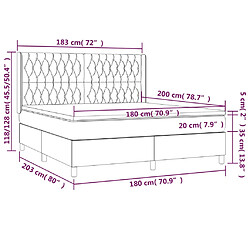 vidaXL Sommier à lattes de lit matelas et LED Taupe 180x200 cm Tissu pas cher