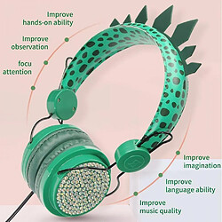 Avis Universal Dinosaure mignon casque filaire casque musique enfant casque stéréo casque 3,5 mm casque apprendre jeux téléphone portable casque(Vert)