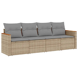 vidaXL Salon de jardin avec coussins 4 pcs beige résine tressée