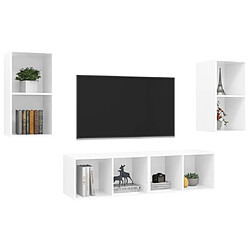 Avis Maison Chic Ensemble 4 Meubles TV muraux suspendus Blanc brillant Aggloméré -MN31362