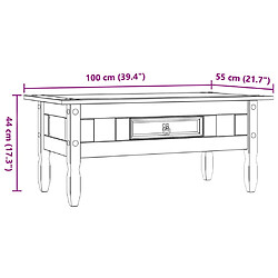 vidaXL Table basse Pin mexicain Gamme Corona 100 x 55 x 44 cm pas cher