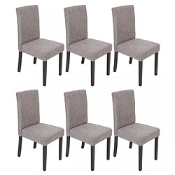 Decoshop26 Lot de 6 chaises de salle à manger en tissu gris pieds foncés CDS04228 