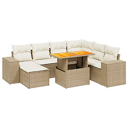 vidaXL Salon de jardin avec coussins 8 pcs beige résine tressée