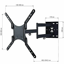 Techly Support mural pour TV LCD/LED/PDP deux articulations 23-55`'`' 45 kg VESA noir - clavier QWERTY