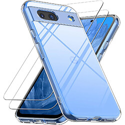 Coque Silicone Transparente + 2 Verres Trempes Pour Google Pixel 8a Little Boutik©