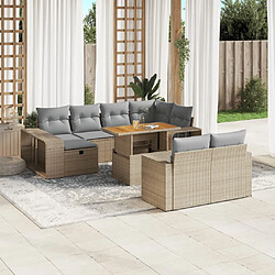 vidaXL Salon de jardin 11 pcs avec coussins beige résine tressée 