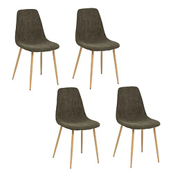 Atmosphera, Createur D'Interieur Lot de 4 chaises Loka en tissu - Kaki