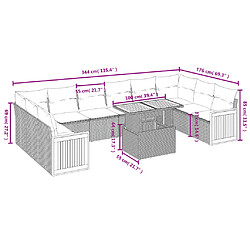 Acheter vidaXL Salon de jardin 11 pcs avec coussins noir résine tressée