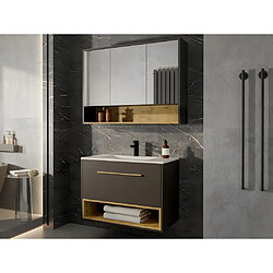 Vente-Unique Meuble de salle de bain suspendu anthracite avec vasque à encastrer et armoire de toilette - 80 cm - YANGRA 