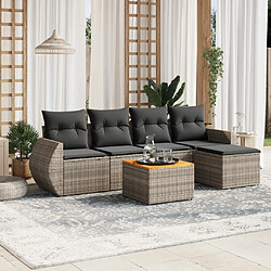 Maison Chic Ensemble Tables et chaises d'extérieur 6pcs avec coussins,Salon de jardin gris résine tressée -GKD120084