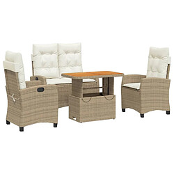 Maison Chic Ensemble à manger d'extérieur 4 pcs avec coussins,Salon de jardin,Mobilier de jardin beige résine tressée -GKD319755