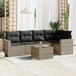 vidaXL Salon de jardin 6 pcs avec coussins gris clair résine tressée