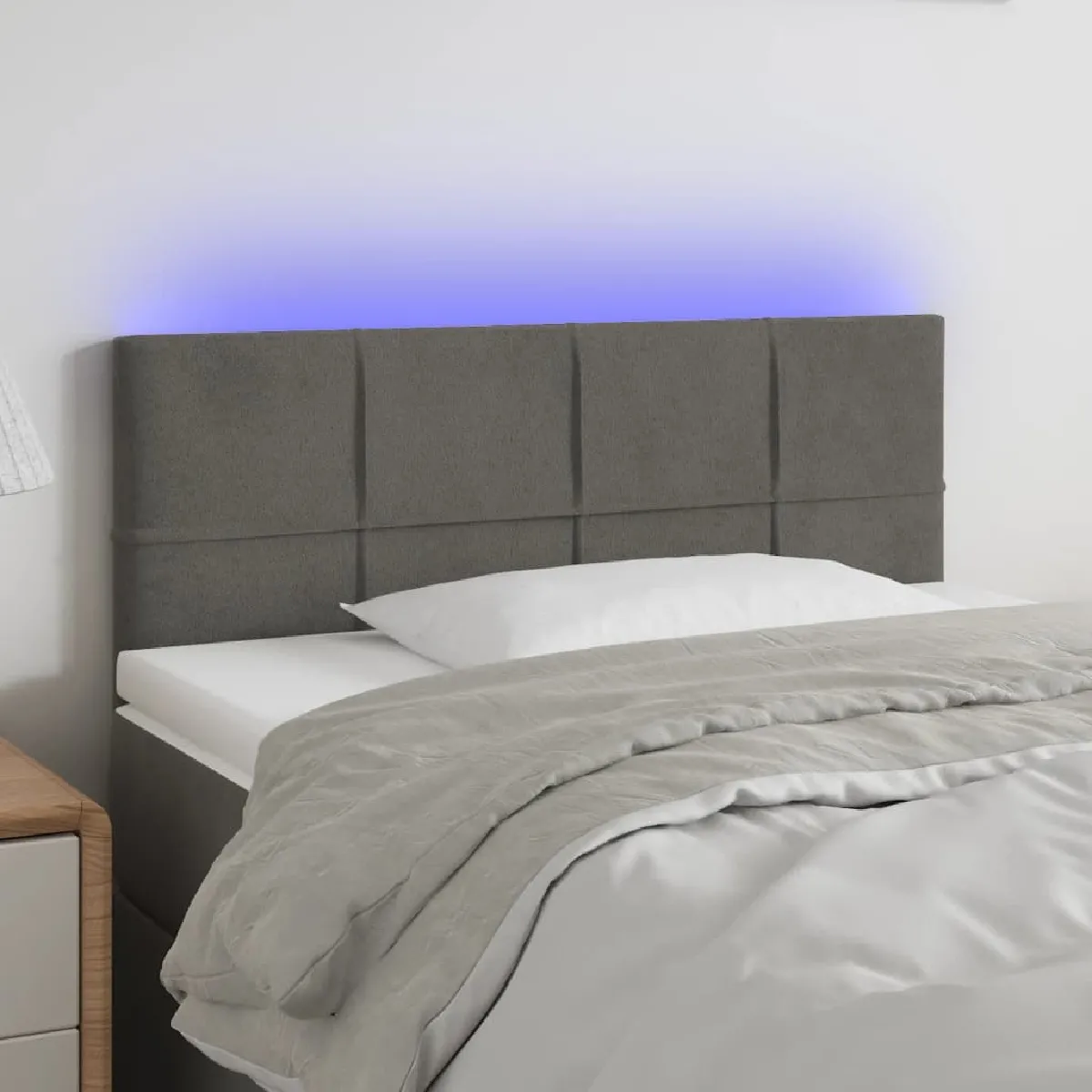 Maison Chic Tête de lit moderne à LED lumineuse pour chambre - Décoration de lit Gris foncé 80x5x78/88 cm Velours -MN86703