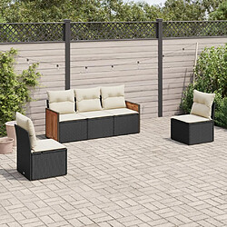 vidaXL Salon de jardin 5 pcs avec coussins noir résine tressée 