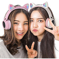 Universal Casque d'oreille de chat pliable Bluetooth 5.0 pour enfants (rose)