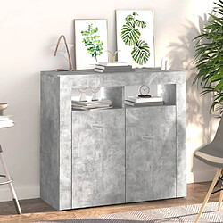 Maison Chic Buffet commode,console avec lumières LED pour rangement gris béton 80x35x75 cm -MN10807 pas cher