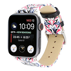 Wewoo Thorns Printing Bracelet en cuir véritable pour Apple Watch séries 5 et 4 40 mm / 3 et 2 et 1 38 mm Rose rouge