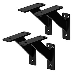 ML-Design Lot de 4 équerres d'étagère suspendue support mural en aluminium noir 120x120 mm