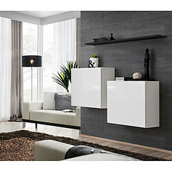 Paris Prix Lot de 2 Blocs & Étagère Switch SBI 130cm Blanc & Noir