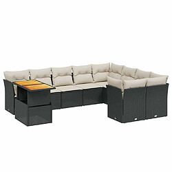 Maison Chic Salon de jardin 10 pcs avec coussins, Ensemble Tables et chaises d'extérieur noir résine tressée -GKD631852