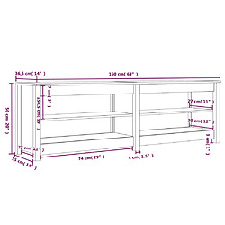 vidaXL Banc à chaussures Blanc 160x36,5x50 cm Bois de pin massif pas cher