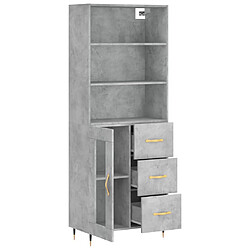 Avis vidaXL Buffet haut Gris béton 69,5x34x180 cm Bois d'ingénierie