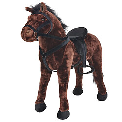 vidaXL Jouet en peluche Cheval Marron foncé XXL 