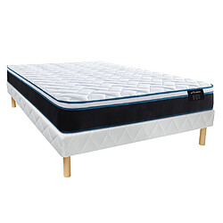 Vente-Unique Ensemble 160 x 200 cm sommier + matelas ressorts ensachés et mémoire de forme rafraichissante ép.23cm - TORANO de YSMÉE 