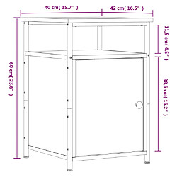 vidaXL Tables de chevet 2pcs Chêne marron 40x42x60cm Bois d'ingénierie pas cher