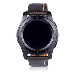 Avis Wewoo Bracelet pour montre connectée en cuir pleine fleur avec motif Trois lignes Samsung Gear S3 22 mm café