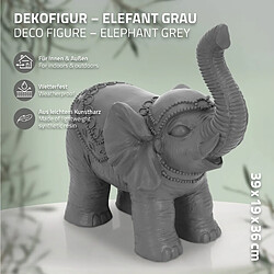 ML-Design Figurine Eléphant Gris 36x19x39 cm, Finition Orientale, Intérieur/Extérieur, Statue Eléphant Porte-Bonheur, Sculpture Feng Shui, Figurine de Richesse, Ornament Antique, Décoration de Jardin