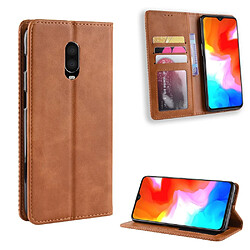 Etui en PU style vintage marron pour votre OnePlus 6T 