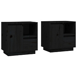 vidaXL Tables de chevet 2 pcs Noir 50x34x50 cm Bois de pin massif