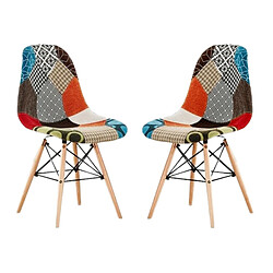 Home Design International Lot de 2 Chaises Scandinaves Patchwork - Pieds Eiffel