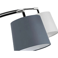 Avis Vente-Unique Lampadaire 5 abat-jours VARIETONE - base marbre et tissu gris et blanc - H. 210 cm