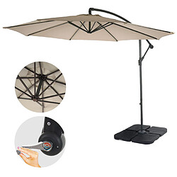 Acheter Decoshop26 Parasol déporté protection solaire Ø 3m inclinable polyester/acier 11kg beige sable avec support 04_0000947