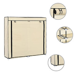 vidaXL Armoire à chaussures avec housse Crème 115x28x110 cm Tissu