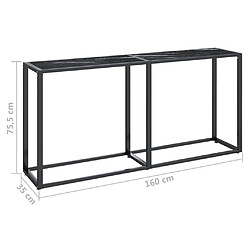 vidaXL Table console Marbre noir 160x35x75,5 cm Verre trempé pas cher