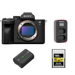 Sony A7 IV Body photo sans miroir +LCAGOLD160G-RNENC TOUGH Memory Card+Sony NP-FZ100+ Kingma Sony NP-FZ100 LCD Dual USB charger 